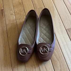 Michael Kors Brown Leather MK Logo Ballet Flats